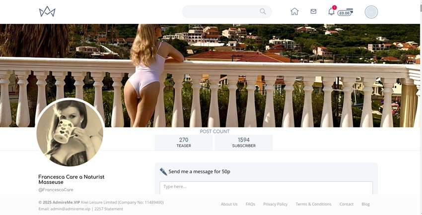 Francesca's behind in a swimsuit on the cover picture of her Admireme.vip account